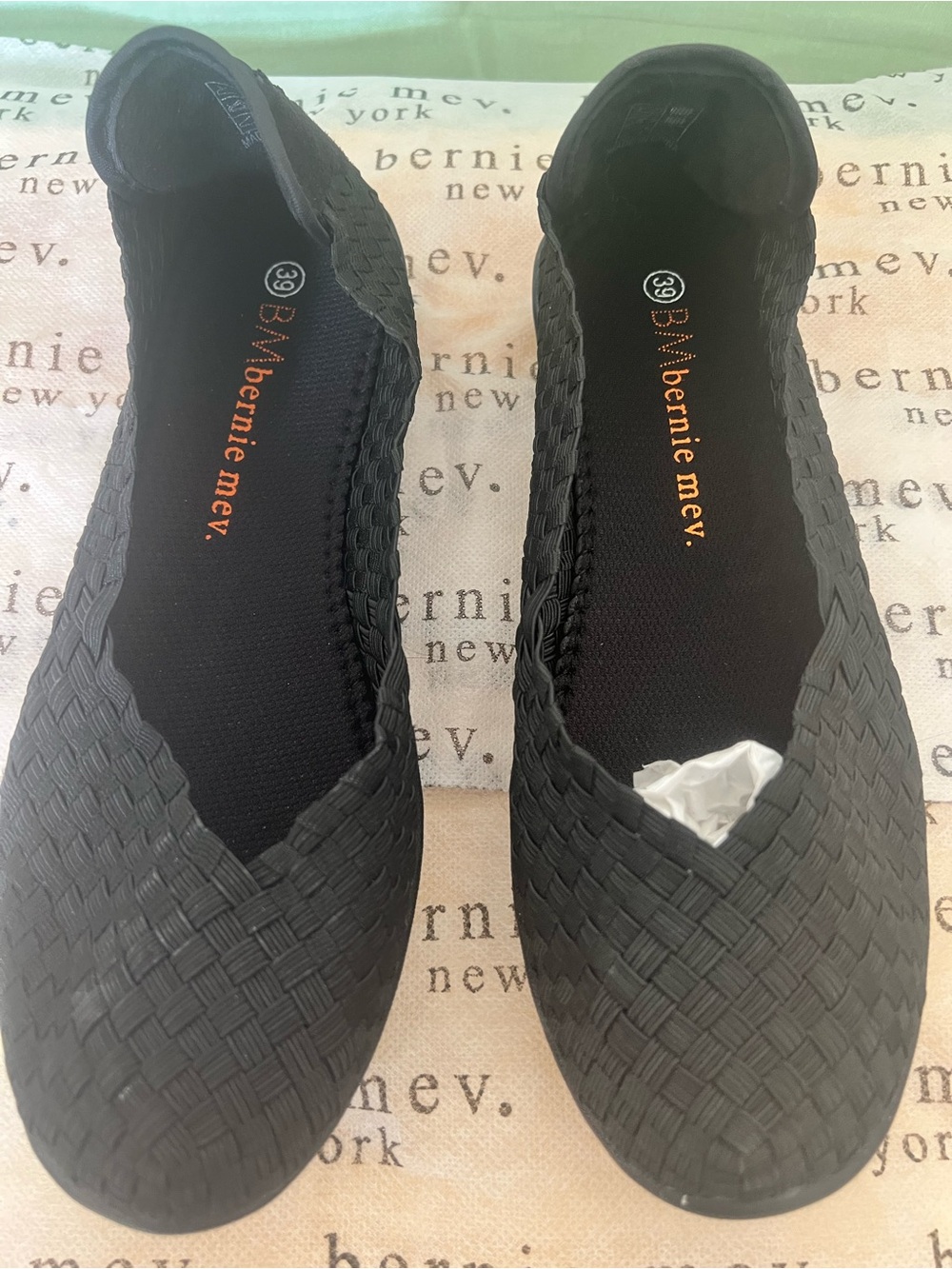 bernie mev. Black Woven Slip-On Ballet Shoe